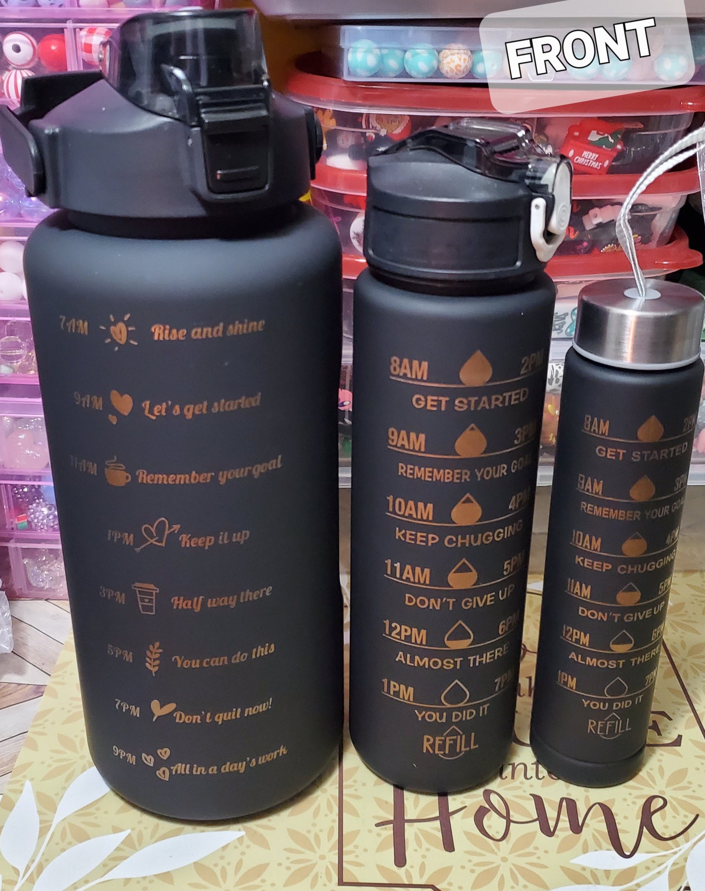 3in1 Water Bottles with 2 Straws With Handles & 1 Piece Water Bottles