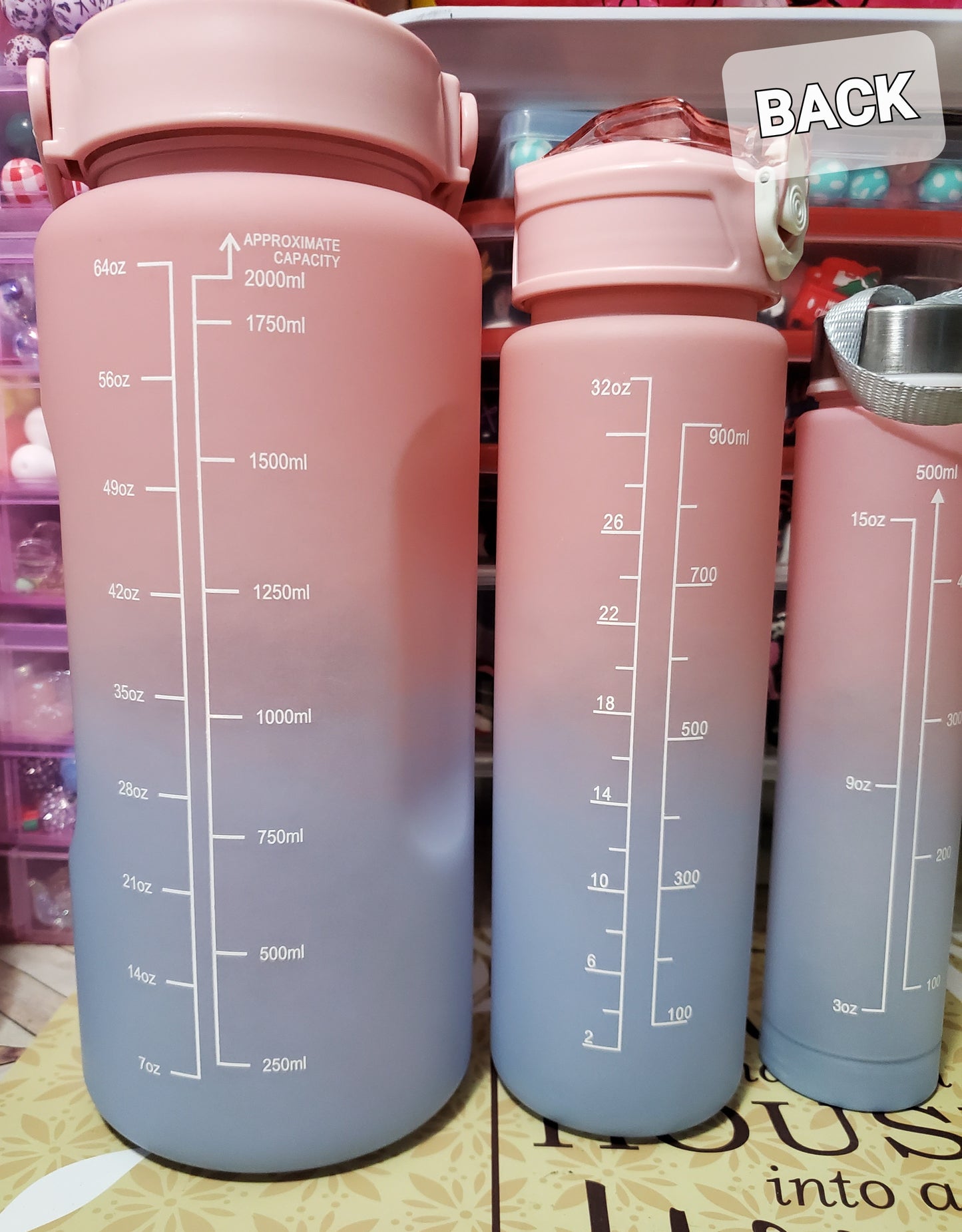 3in1 Water Bottles with 2 Straws With Handles & 1 Piece Water Bottles