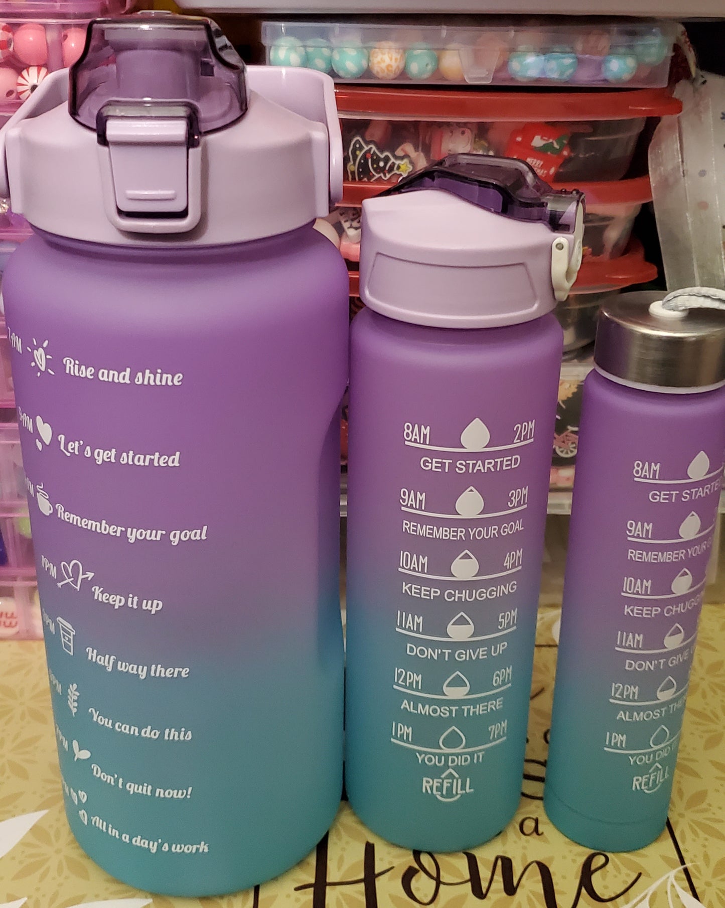 3in1 Water Bottles with 2 Straws With Handles  & 1 Piece Water Bottles