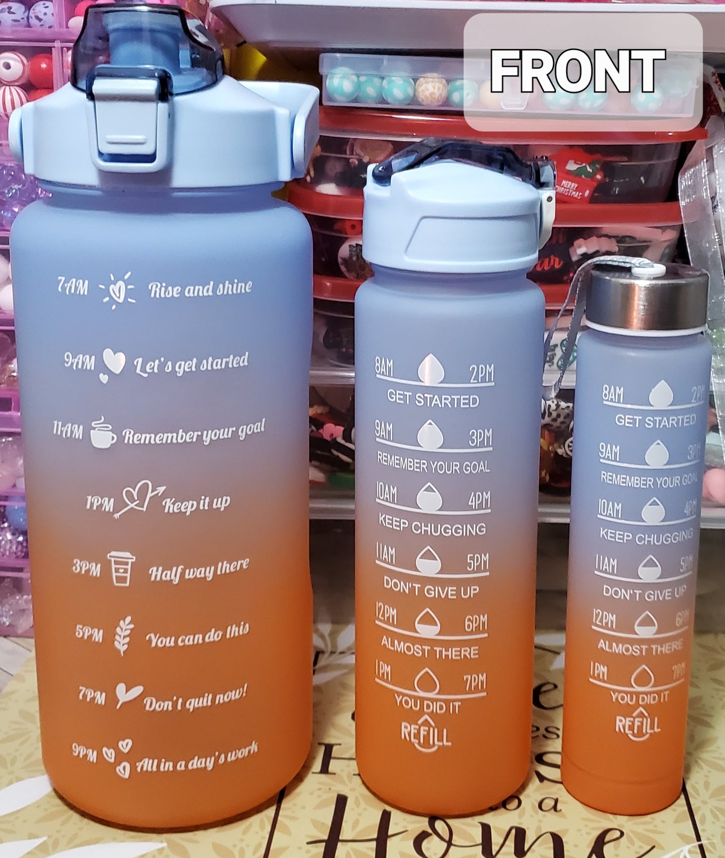 3in1 Water Bottles with 2 Straws With Handles  & 1 Piece Water Bottles