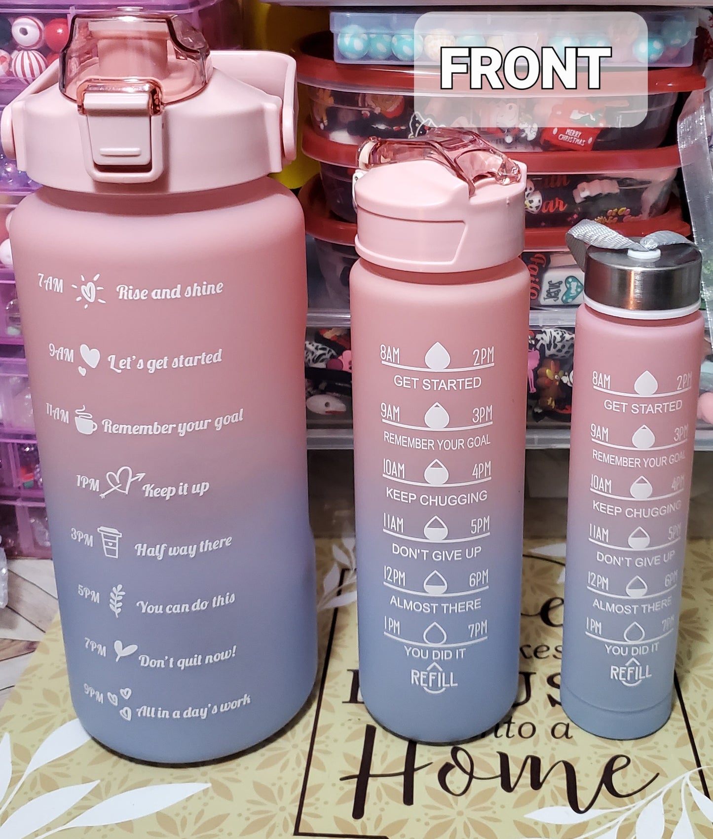 3in1 Water Bottles with 2 Straws With Handles  & 1 Piece Water Bottles