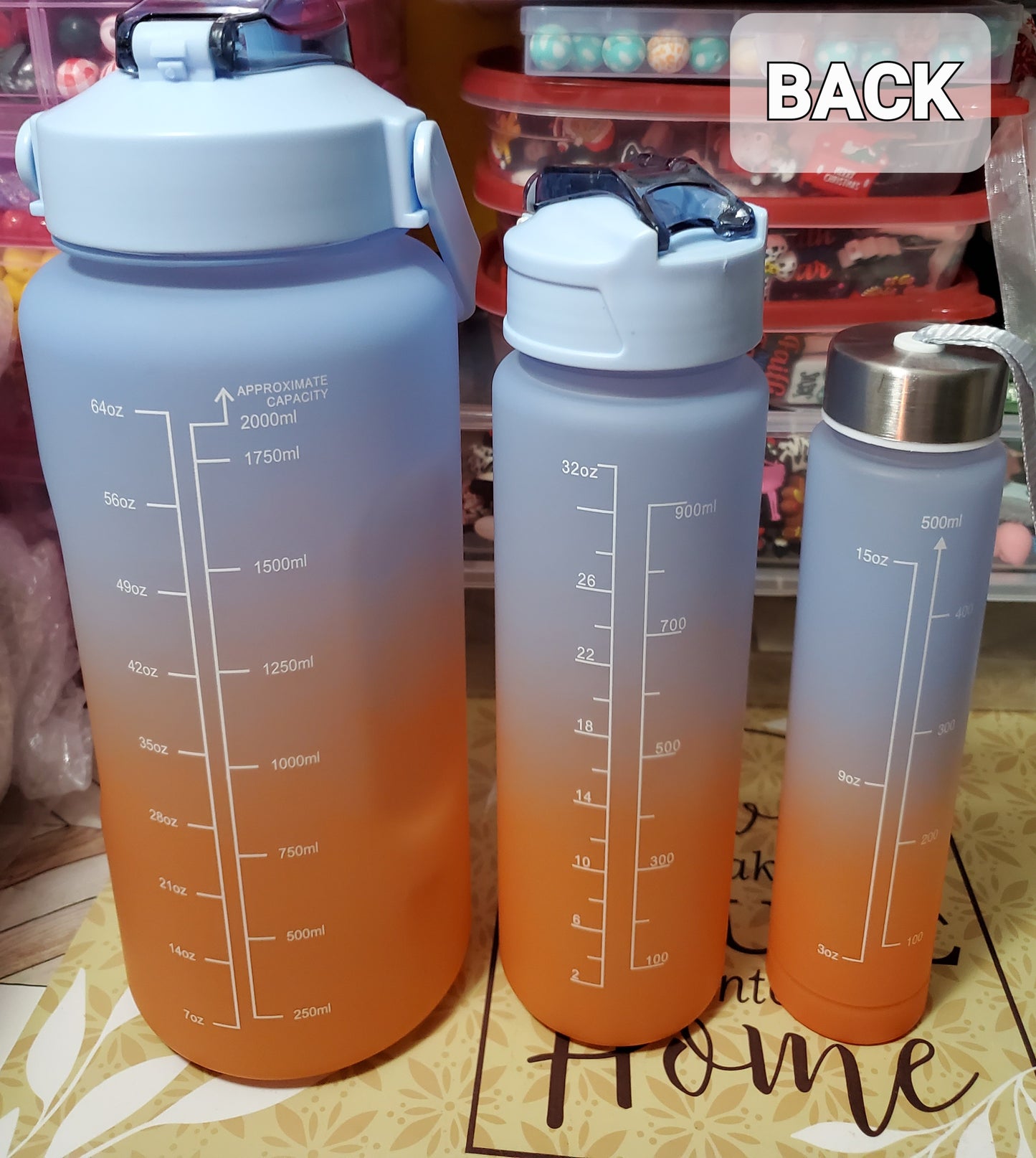 3in1 Water Bottles with 2 Straws With Handles  & 1 Piece Water Bottles