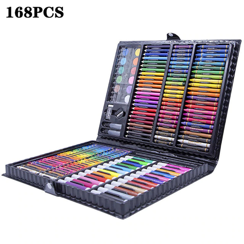 208 PCS Kid Draw Set Colored Pencil Crayon Watercolors Pens with Drawing Board Drawing Set Toy School Supplies Kid Gifts