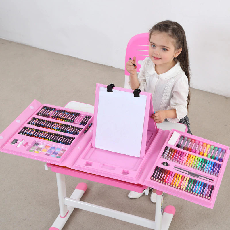 208 PCS Kid Draw Set Colored Pencil Crayon Watercolors Pens with Drawing Board Drawing Set Toy School Supplies Kid Gifts