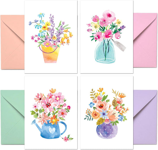 Blank Cards with Envelopes - 48 Floral Blank Note Cards with Envelopes – 4 Assorted Cards for All Occasions! Blank Notecards and Envelopes Stationary Set for Personalized Greeting Cards-4X5.5"