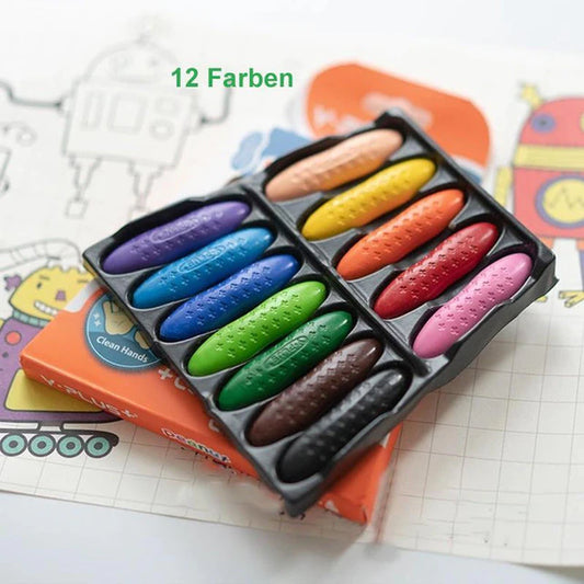 Colorful Peanut Crayons Washable Drawing Set Kids Wax Pencils Oil Pastels Children'S Paintbrush Gift Box Graffiti Doodle Toys
