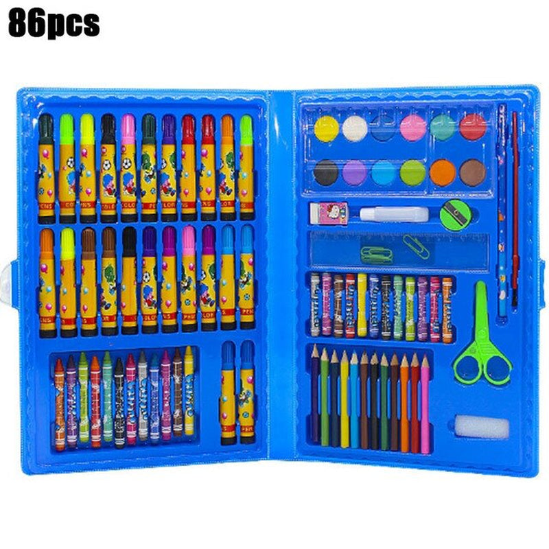 208 PCS Kid Draw Set Colored Pencil Crayon Watercolors Pens with Drawing Board Drawing Set Toy School Supplies Kid Gifts