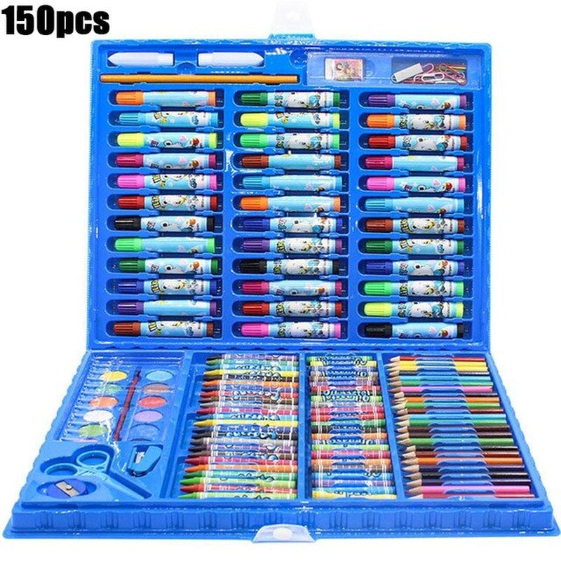 208 PCS Kid Draw Set Colored Pencil Crayon Watercolors Pens with Drawing Board Drawing Set Toy School Supplies Kid Gifts