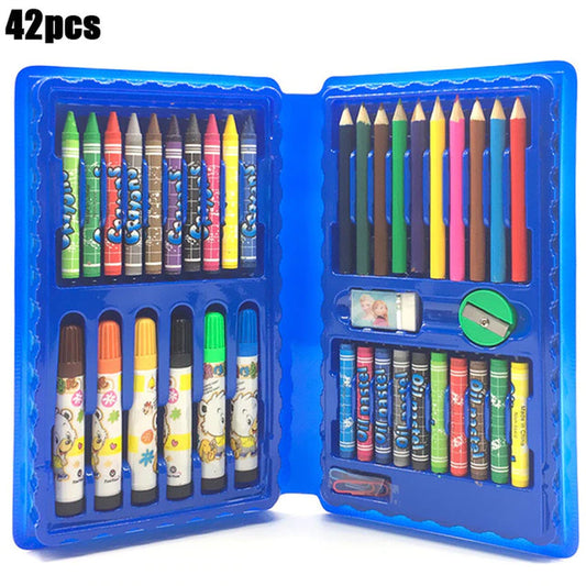 208 PCS Kid Draw Set Colored Pencil Crayon Watercolors Pens with Drawing Board Drawing Set Toy School Supplies Kid Gifts