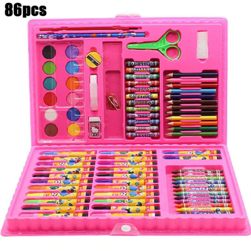208 PCS Kid Draw Set Colored Pencil Crayon Watercolors Pens with Drawing Board Drawing Set Toy School Supplies Kid Gifts