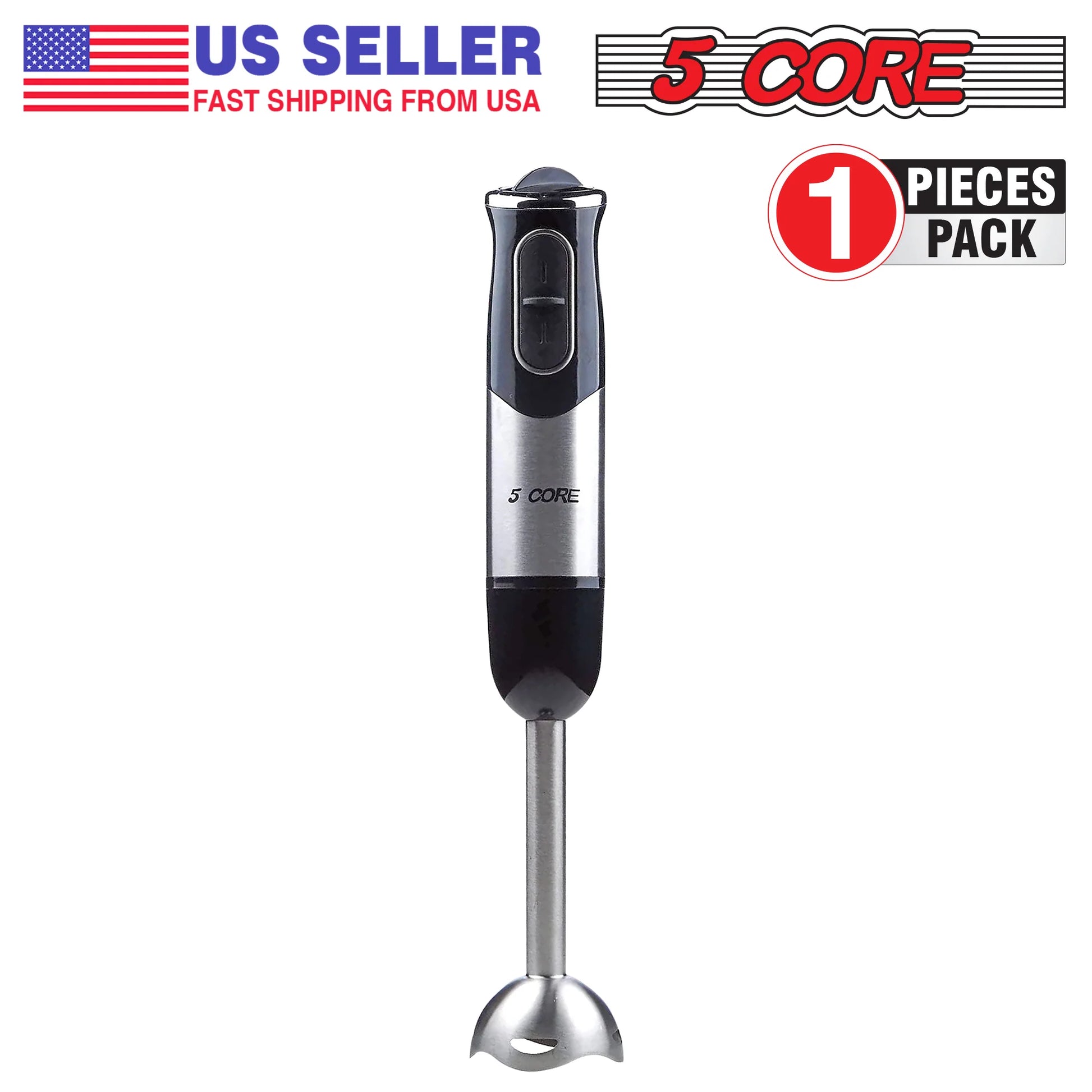 5 Core Powerful Immersion Blender| 500 Watt Multi-Purpose Hand Blender Heavy Duty Copper Motor Brushed Stainless Steel| for Soup, Smoothie, Puree, Baby Food, 304 Stainless Steel Blades- HB 1510