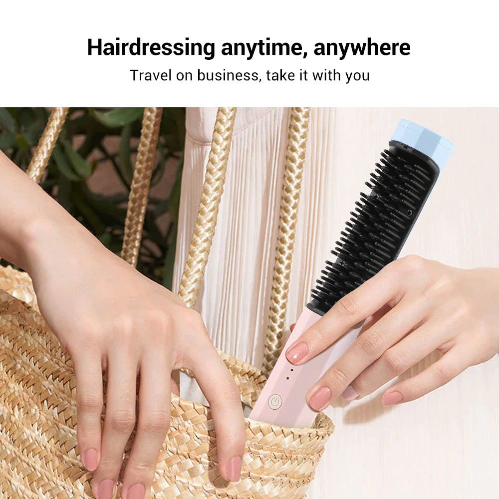 Professional Hair Hot Heating Comb Straightener for Women'S Hair Wigs Beard Electric Straightening Brush Smoothing Comb Wireless