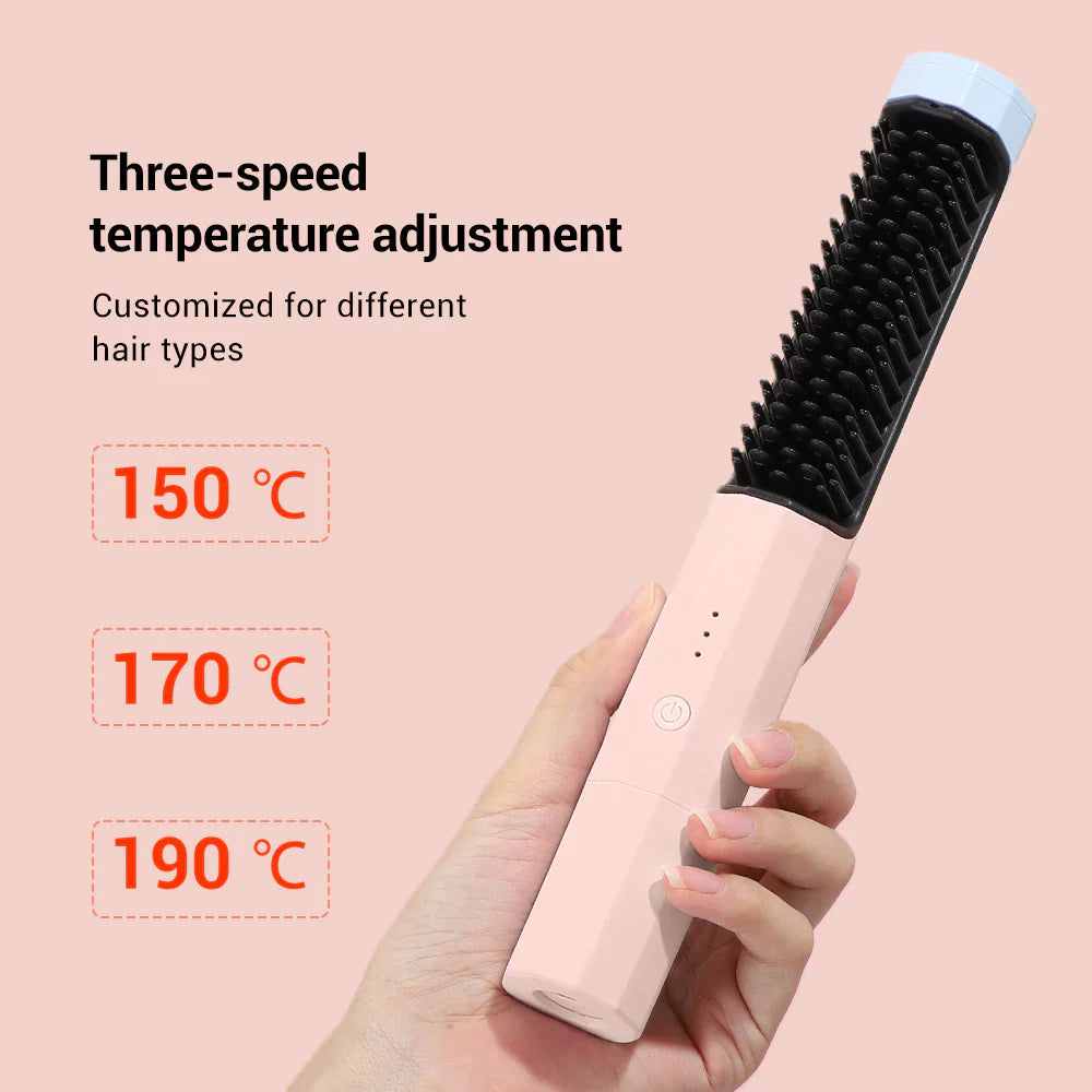 Professional Hair Hot Heating Comb Straightener for Women'S Hair Wigs Beard Electric Straightening Brush Smoothing Comb Wireless